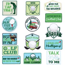 14 Pcs Large Golf Iron on Patches, Funny Caddy Costume 3.4 Inches Embroidered