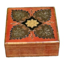 Lackiertes Holz Schmuck / Schmuckk&auml;stchen Klappdeckel 11 cm eckig gef&uuml;ttert