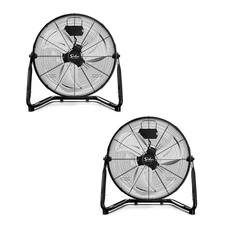 12 Inch 3-Speed High Velocity Heavy Duty Metal Industrial Floor Fans Black 2Pcs
