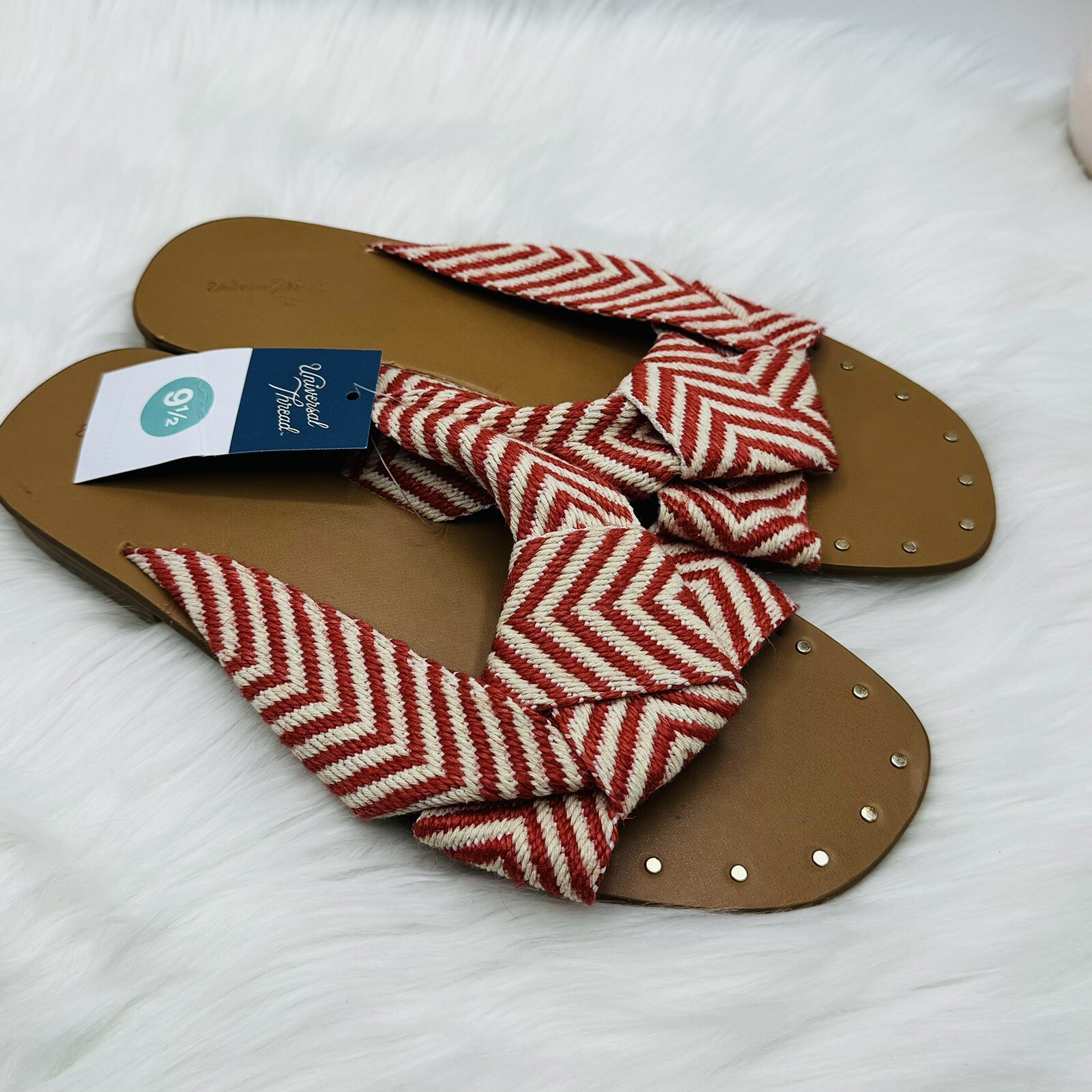 APL Sandali donna nuovi con etichette stampa Louise Chevron annodati slide filo universale rosso