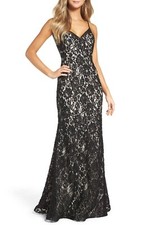 XSCAPE Gorgeous Lace Slipdress Black Nude Dress Evening Gown Size 2 NWT $278 
