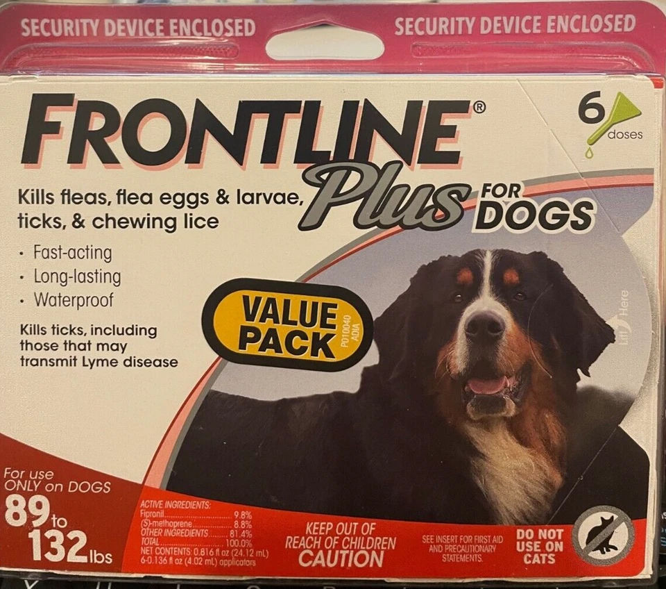 Frontline Plus for Dogs 89 - 132 lbs (6 pack) 100% Genuine U.S EPA Approve !!!