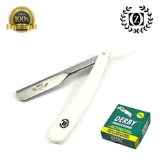 BEARD CUT THROAT MEN BARBER SHAVETTE STRAIGHT SHAVING RAZOR + 100 DERBY BLADES