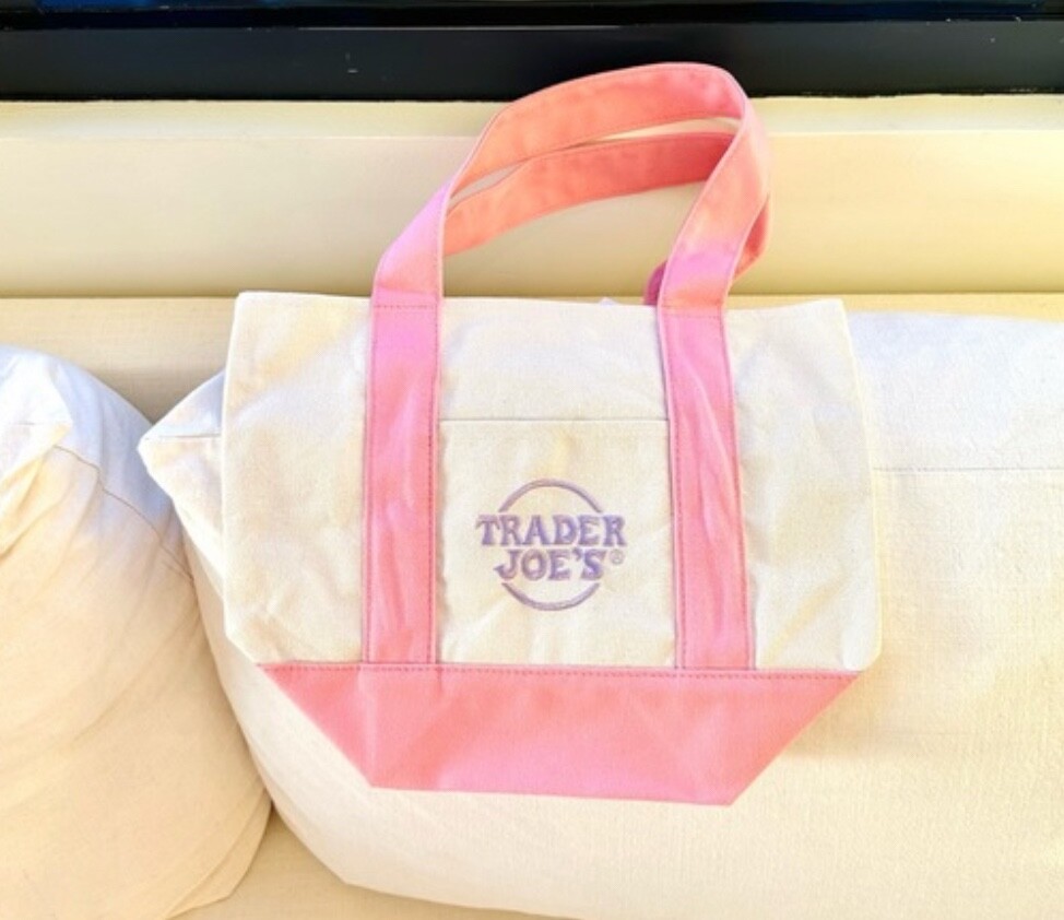 Trader Joes Limited Edition Mini Canvas Tote Bag Pastel Pink New