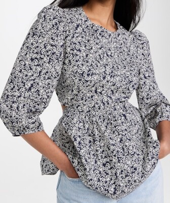 WOW! New Tags Marissa Webb ''Priya'' navy floral cut out top medium $365