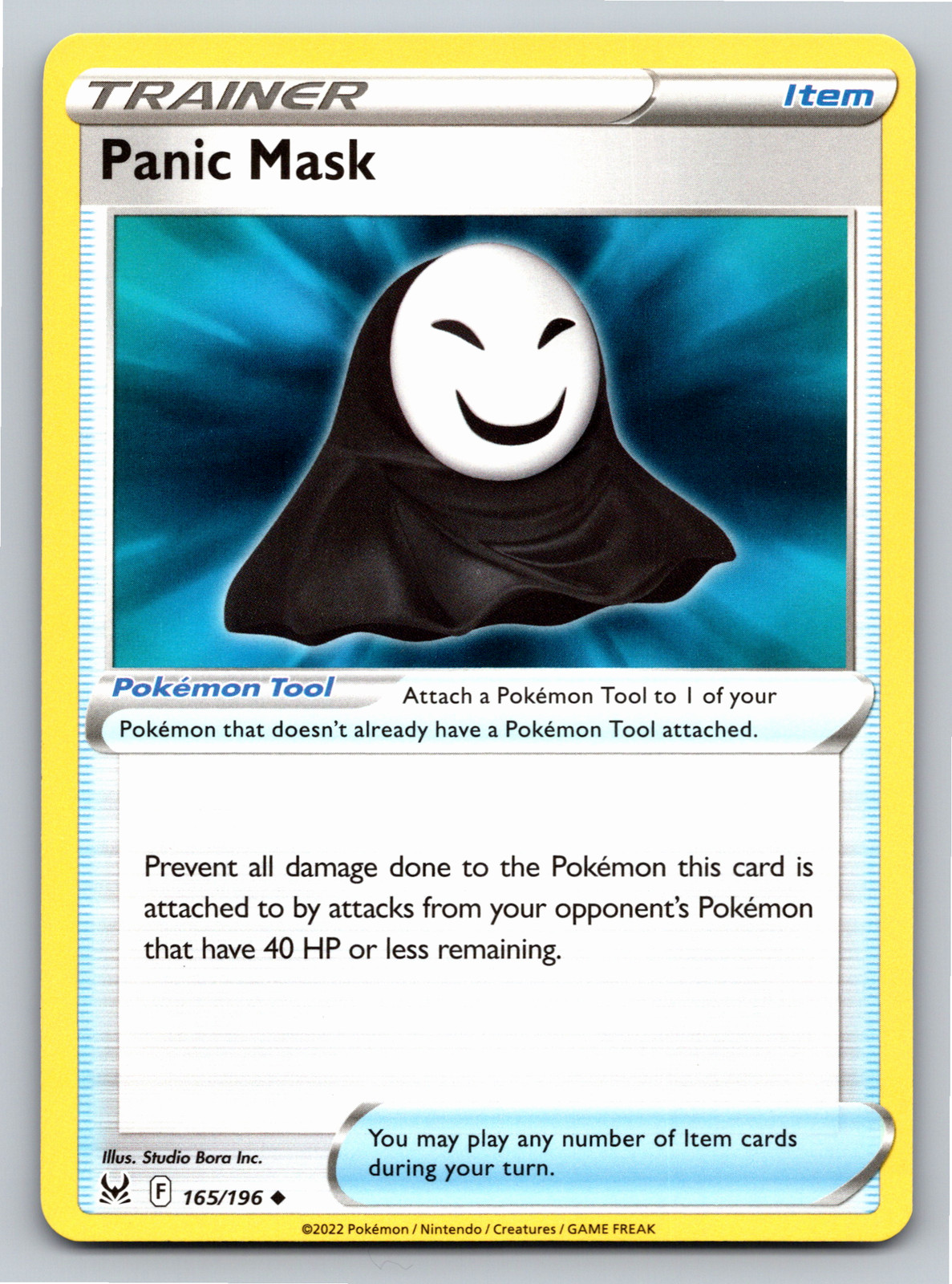 Panic Mask 165/196 Uncommon Lost Origin Pokemon Card - NM Near Mint