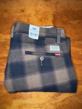 Levi's XX Chino Straight Fit Men's Stretch Tech Brown Plaid Pants Size 30x32