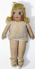 Vintage 1970s Eden Toys Stuffed Doll Painted Face Blonde Yarn Hair 12 Inch Long
