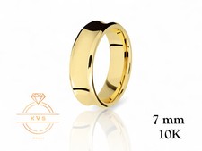 10K Yellow Gold 7mm Concave Wedding Band Ring - Comfort Fit Solid Gold Polished