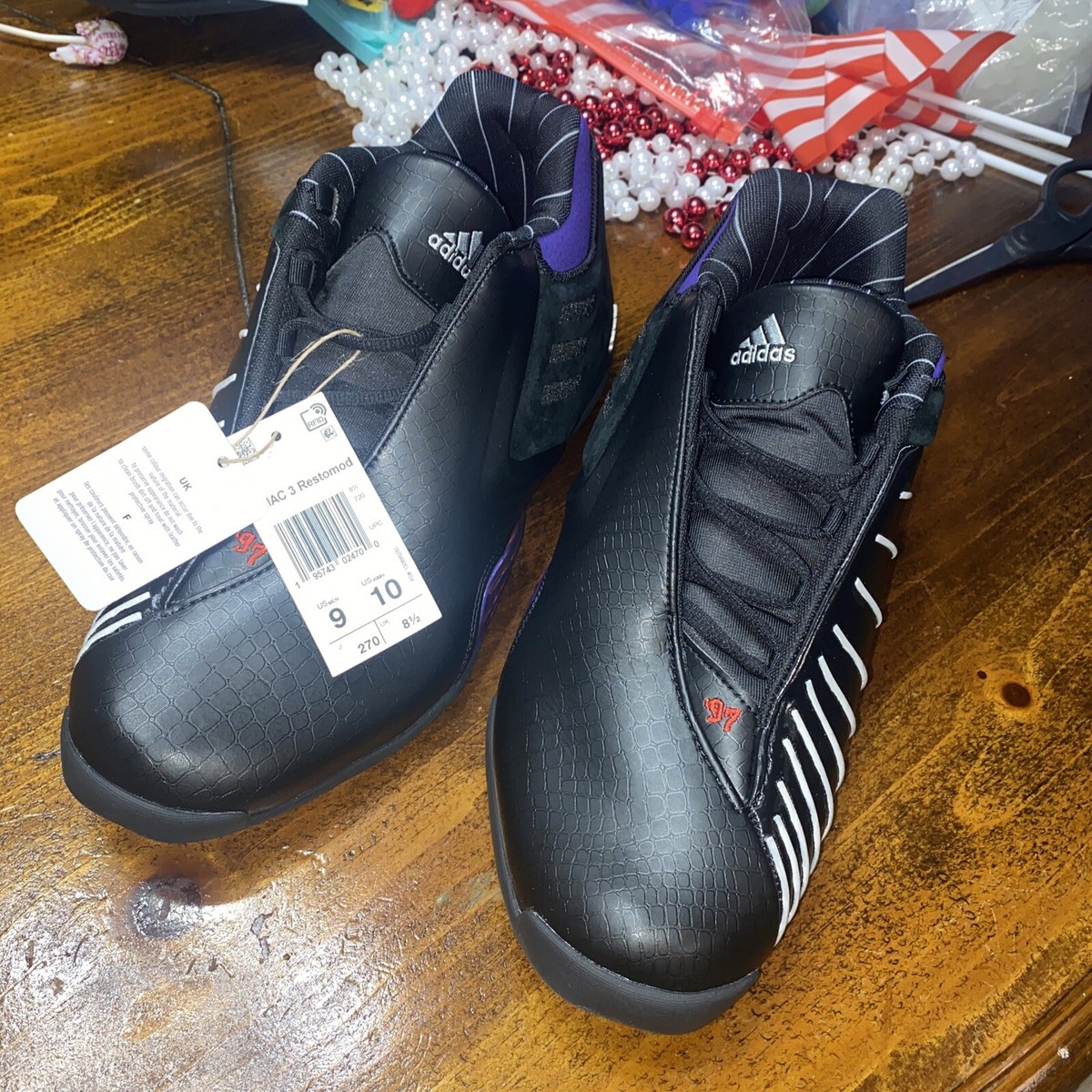 adidas TMAC 3 Restomod Raptors Black Purple Men Size 8 Basketball Shoes  GY2394 Adidas TMAC 3 Restomod Raptors Black Purple Tracy Basketball  main image 2