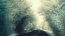 Landscape snow winter road cold trees Custom Gaming Mat Desk