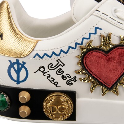 DOLCE & GABBANA DG Logo Heart Pearl Logo Low Top Sneaker