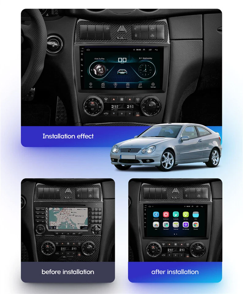 9''Car Stereo Radio For MERCEDES BENZ C CLK CLC W203 W209 W463 With Canbus Foto 3 de 4