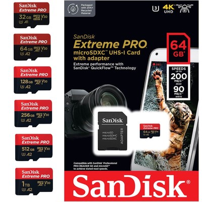 Micro SD Speicherkarte 32 64 128 256 512 GB 1 TB 4K V30 A2 SanDisk Extreme Pro
