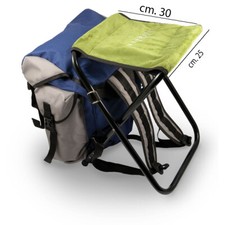 SEDIA SGABELLO SEGGIOLINO CACCIA PESCA CAMPEGGIO ZAINO VERDE TASCHE LATERALI 