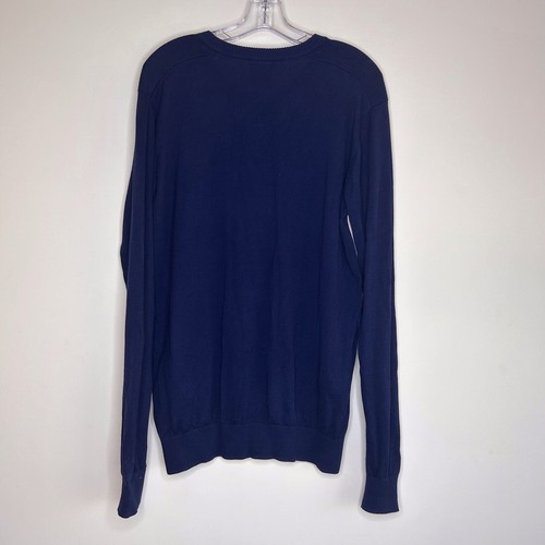 Slazenger Golf Jumper Pullover Large Blue Knitted V Neck Diamond Logo - Picture 7 of 8