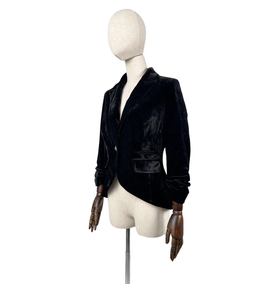 DOLCE & GABBANA Corduroy Wool Blazer Jacket Women's One Button Black Size S - Image 2 of 4