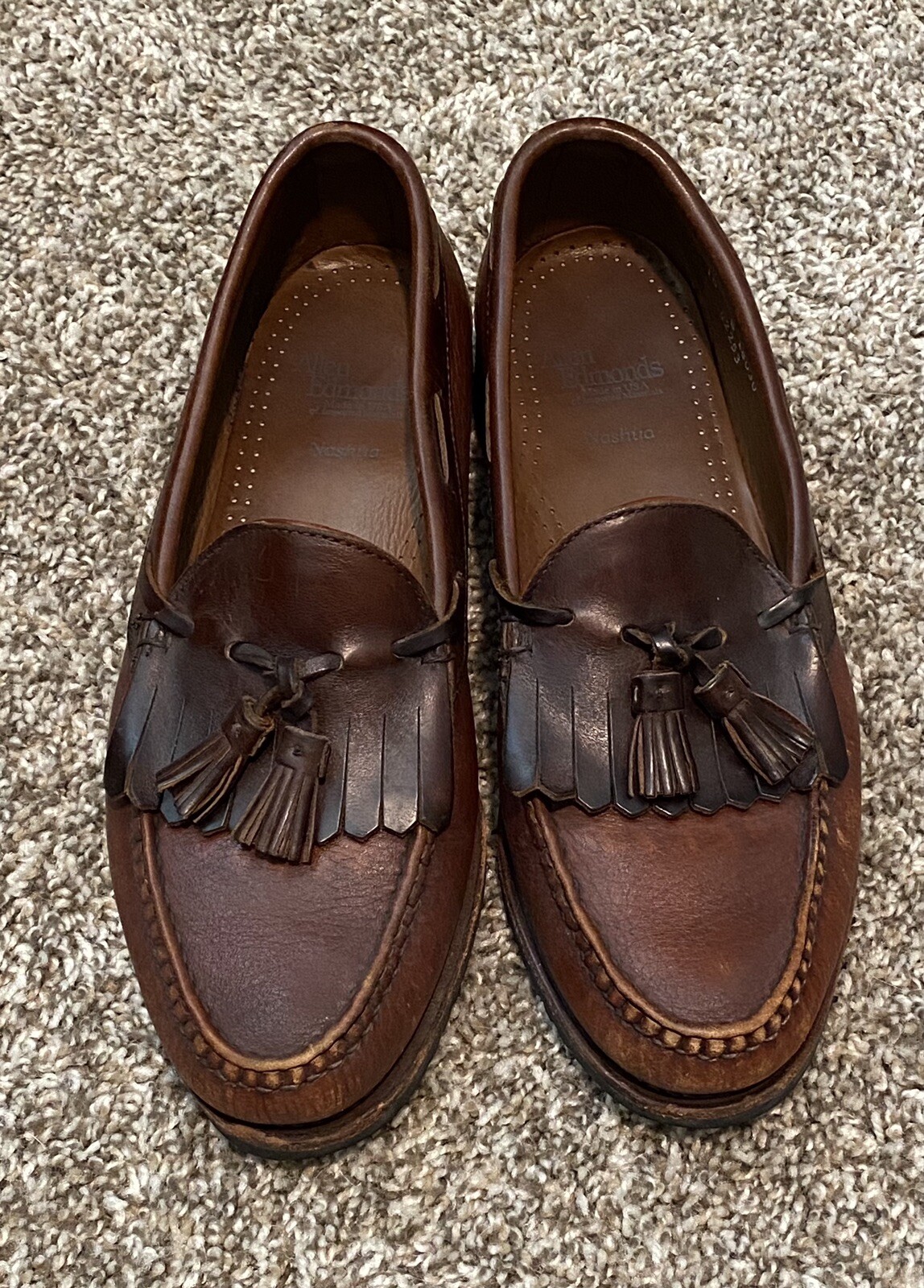 Allen Edmonds Nashua Brown Leather Tassel Loafer Shoes, Men's Size 10 B