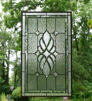 20'' x 34'' Stunning Handcrafted stained glass Clear Beveled window panel
