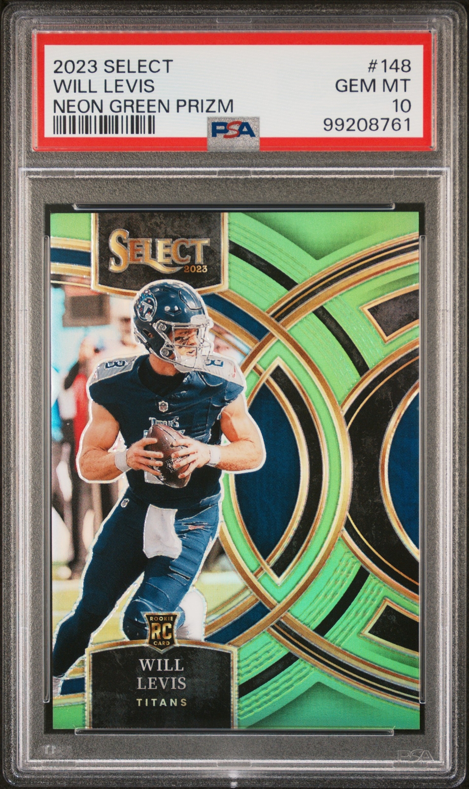 2023 Panini Select #148 Will Levis Neon Green Prizm Rookie Card RC /49 PSA 10