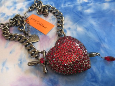 Betsey Johnson Heart Dagger Pendant Necklace Halloween NWT