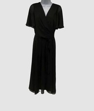 $145 Ralph Lauren Women's Black Belted A-Line Chiffon Dress Size US 4