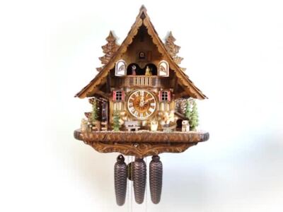 Reloj cucú Casa de la selva negra grande con rueda de EN