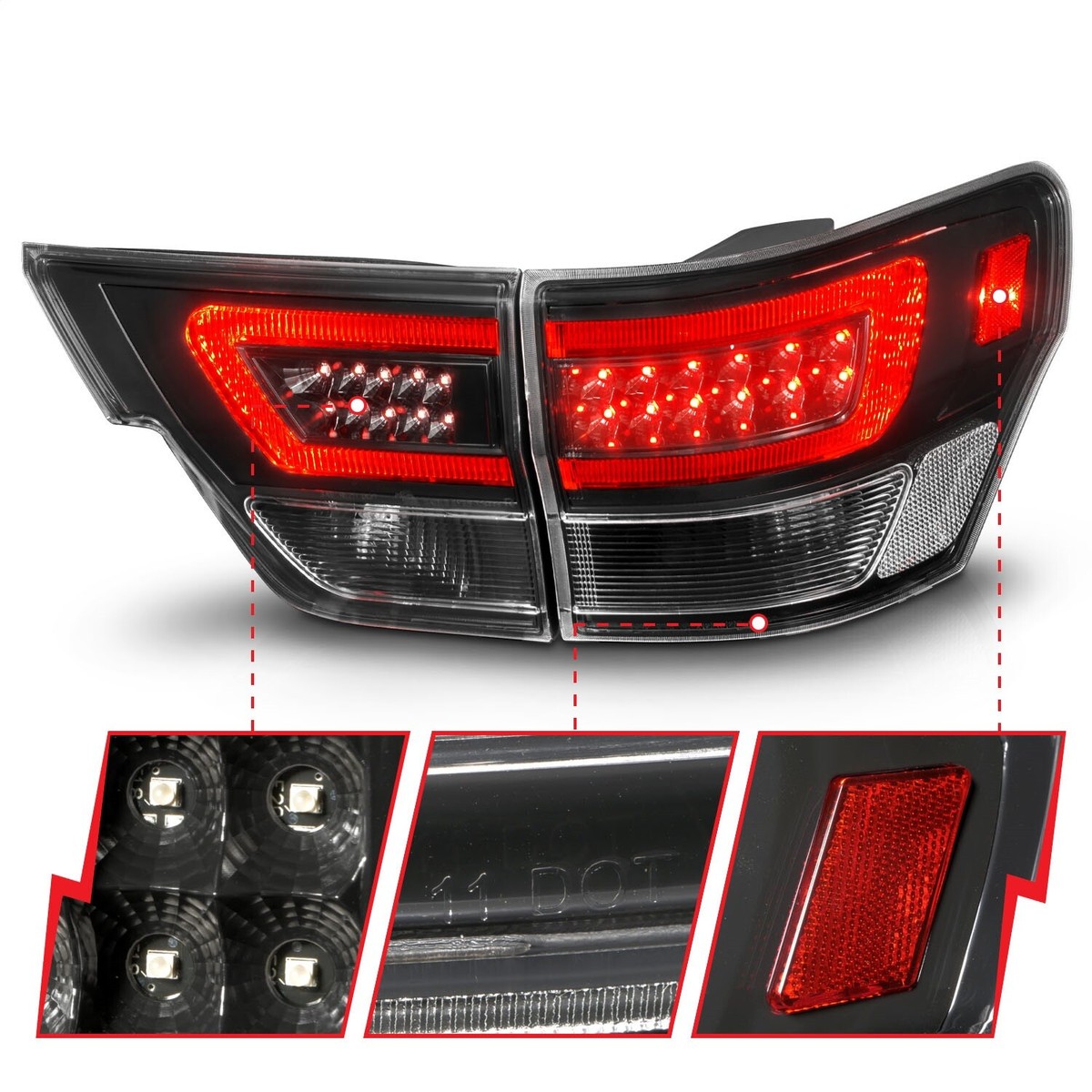 Anzo USA 311439 Tail Light Assembly Fits 11-13 Grand Cherokee (WK2
