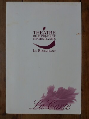 MENUS-RESTAURANT MAP-THEATRE DU ROND-POINT DES CHAMPS ELYSEES PARIS-2000