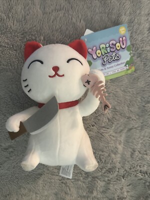 Yorisou Pets  Cute White Cat w/ Knife 9  & Fish NEW Hot Topic Exclusive
