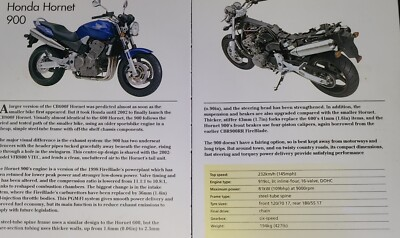 #ad Honda Hornet Motorcycle Bike Picture Out of Print Spec Sheet Wall Art Decor $4.49
