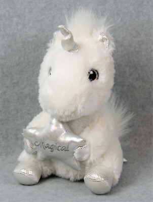 Aurora World Magical Unicorn Plush White Silver Sparkle Stuffed Animal 10''