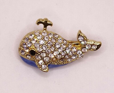 Silver Diamante Whale Fashion Brooch Pin Venetti Brand New