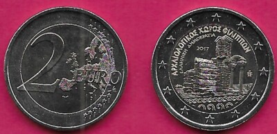 GREECE 2 EURO 2017 UNC 1 YEAR TYPE,744,000 MINTAGE,ARCHEOLOGICAL SITE OF PHILIP