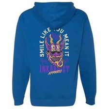 NEW InkAddict UNISEX SMILE LIKE YOU MEAN IT Hoodie BLUE SM-3XLARGE MADE IN USA