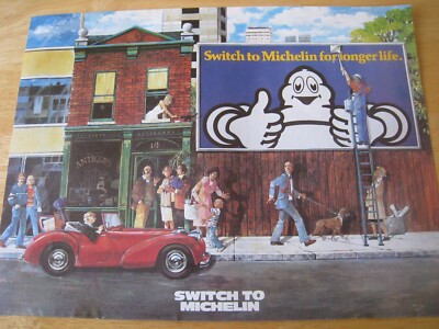 MICHELIN REIFEN LONG LIFE STREET SCENE 1979 WERBEFERTIG RAHMEN A4 GRÖßE FEILE W
