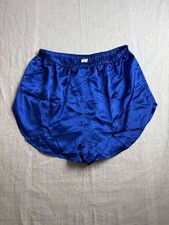 Vintage 80s 90s Parisian Satin Tap Shorts Womens XL Blue Lingerie Retro Pinup