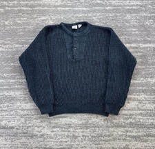 Men  s Medium Blue Henley Fisherman Sweater LL Bean Style