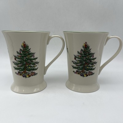 Spode Christmas Tree Mug Coffee Tea Cup Pedestal 4 3/4'' by Pimpernel (set of 2)