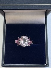 Pink Amethyst And Garnet Rhodolite 925 Silver Ring Size K1/2