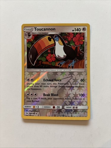 Toucannon 108/149 Rev Reverse Holo Sun & Moon Base SM Pokemon NM
