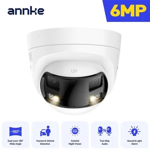 ANNKE 6MP POE Caméra de sécurité Double objectif Couleur d'extérieur vision nocturne Deux voies Audio