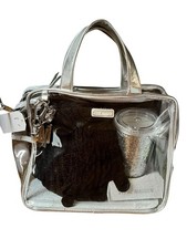 Steve Madden 5-Piece Gift Set with Clear Cosmetic Bag, Beanie, Gloves, Tumbler,