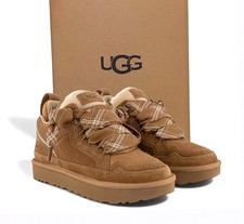 NWT  Box UGG Chestnut Lowmel Fur Sneakers Xtra Laces SN 1144032 7M/EU38