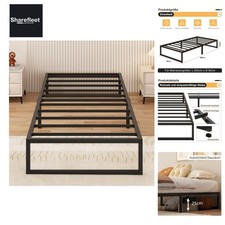 Metal Bed 90x200 cm, Metal Bed Frame Single Bed with Steel Slatted Support, One...