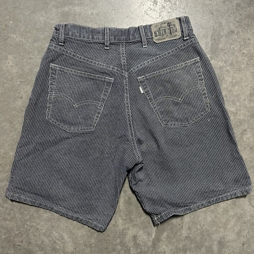 90s Vintage Levi Silver Tab Loose Baggy Shorts Size 29 Pin Striped Grunge RARE