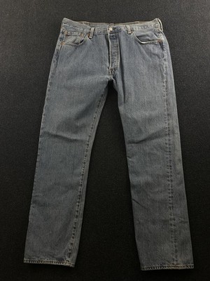 Levis 501 Jeans Mens Medium Wash Blue Denim Straight Button Fly Fits 38x33