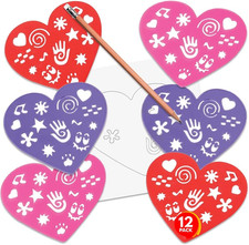Valentines Day Heart Stencil Set for Kids, Set of 12, Colorful Drawing Template