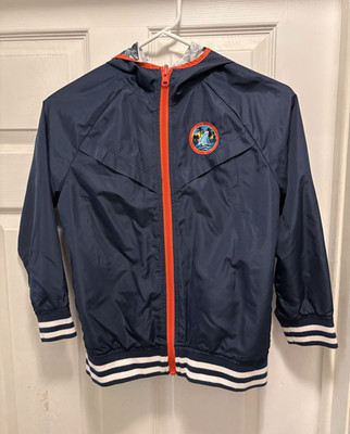 Good Vibes Kids Hooded Full Zip Shark Graphic Print Windbreaker Jacket Blue 6-7Y