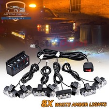 8x Amberwhite 2-led Emergency Strobe Lights Grill Mount Kit Car Tow Truck 12v 8x Amberwhite 2-led Emergency Strobe Lights Grill Mount Kit Car Tow Truck 12v